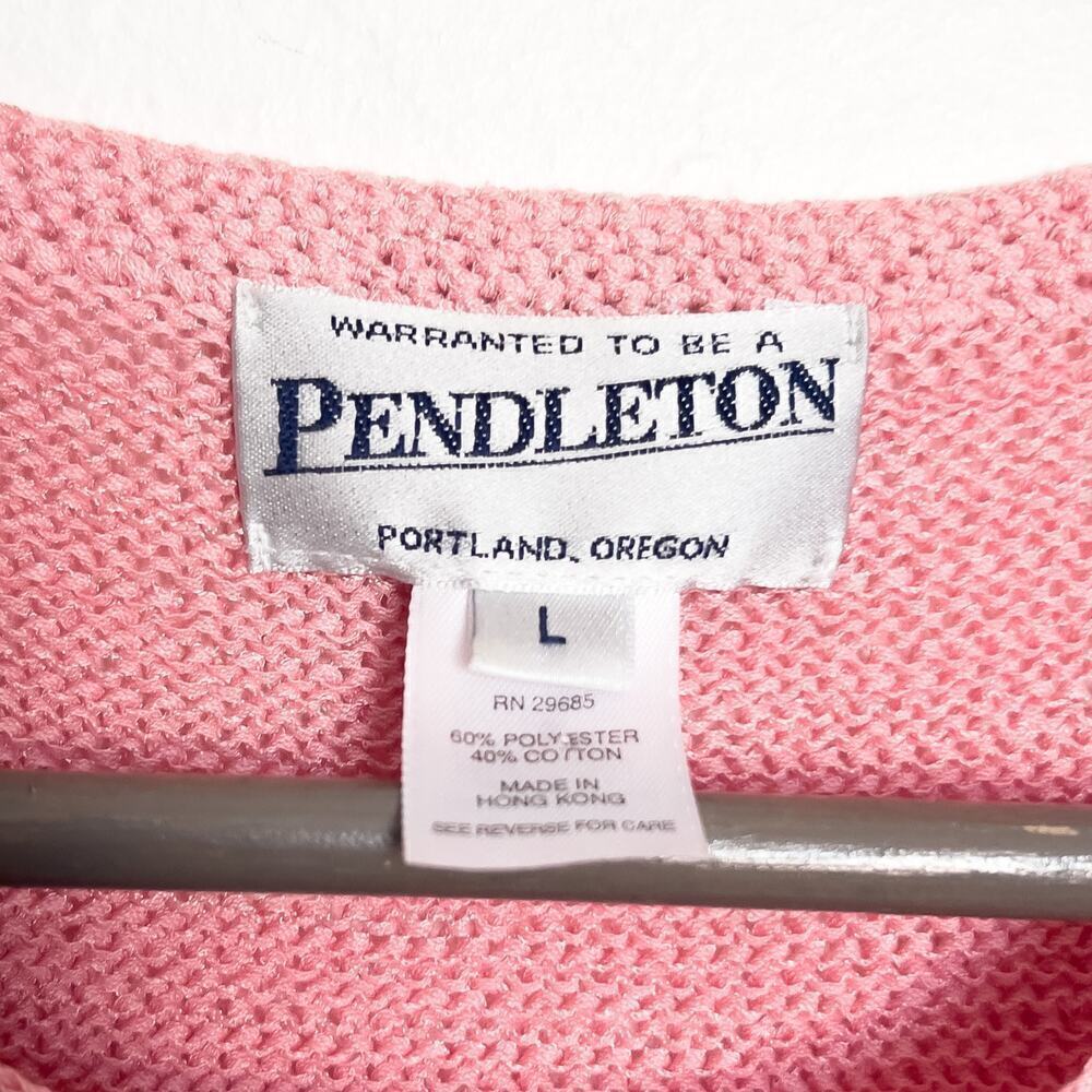 Pendelton Loose Knit Sweater Tank Sleeveless Top Large Pink Polyester Cotton - Picture 3 of 4